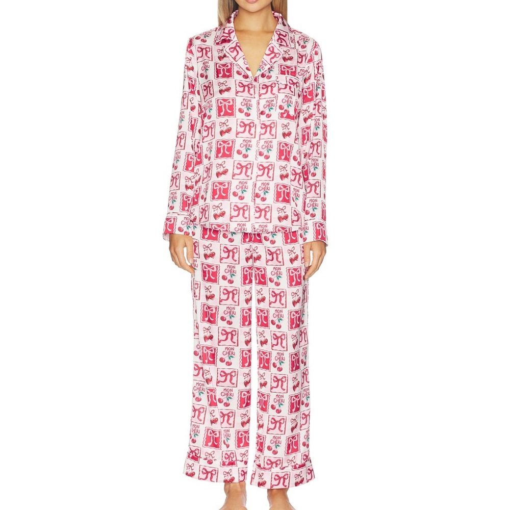 Show Me Your MuMu Pink and White Bow Print Pajama Set